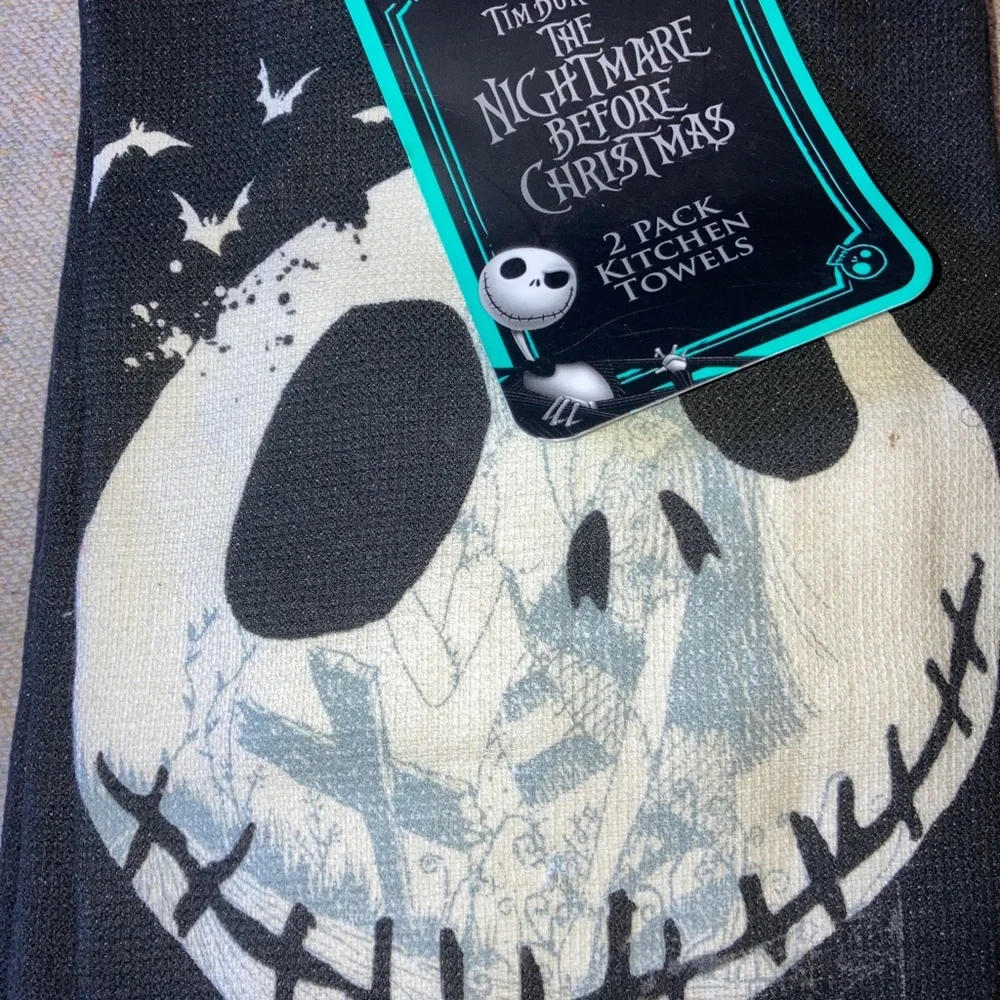 2 Disney The Nightmare Before Christmas Kitchen Hand Towels Halloween Tim Burton